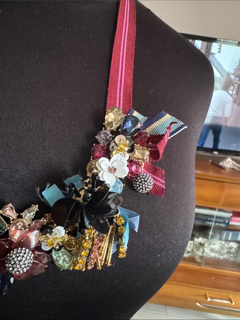 J. Crew Multicolor Ribbon Necklace   Vintage New Mixed Med FREE EARRINGS❗️❗️ - Picture 4 of 16